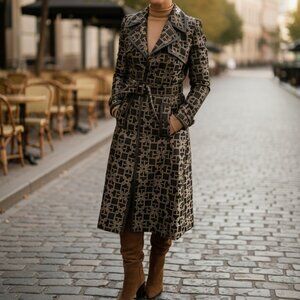 Karen Millen Logo Jacquard Belt Trench Coat